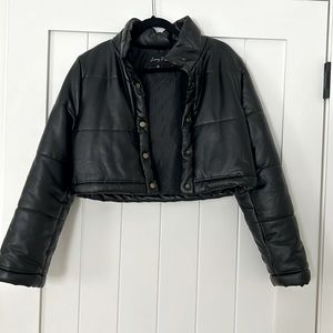 Emory Park Faux Leather Cropped Puffer S